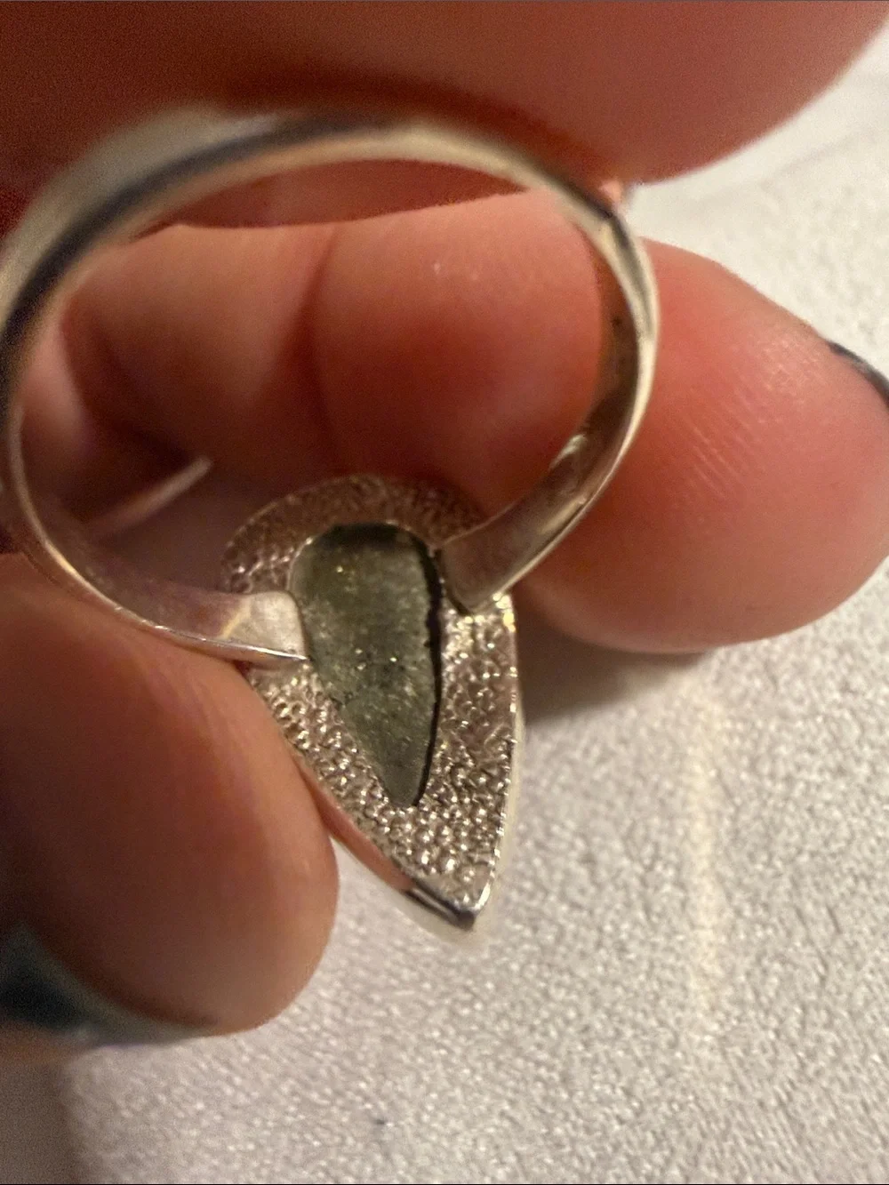 Raw Pyrite Teardrop Sterling Silver Ring 6